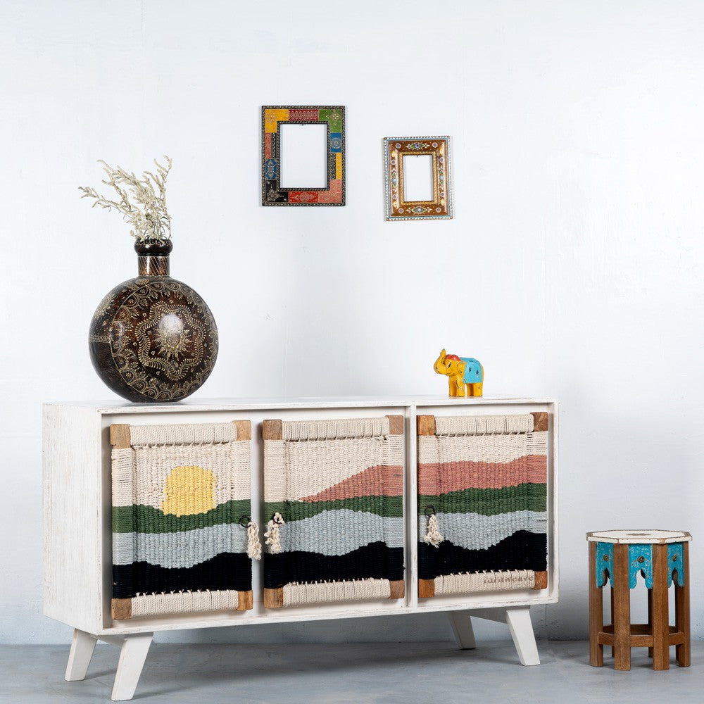 Bunai Handwoven Sideboard (White Distress)