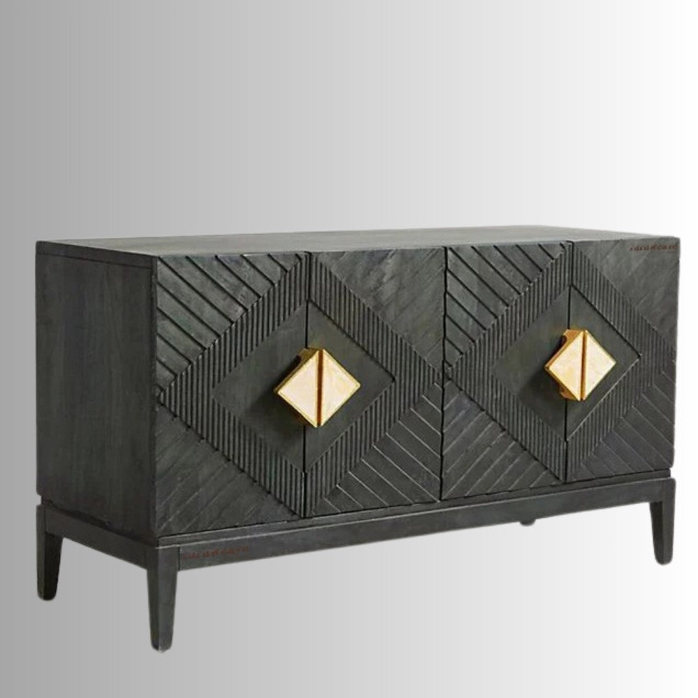 Eisth Wooden Modern Designer Sideboard (Black)