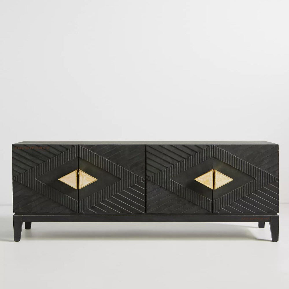 Eisth Wooden Modern Designer Sideboard (Black)