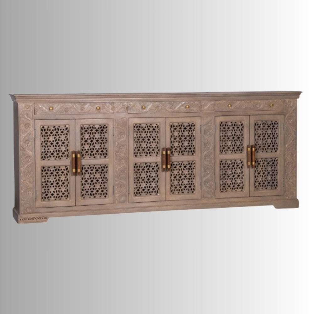 Efen Wooden Large Carved Sideboard (Smoky Brown)