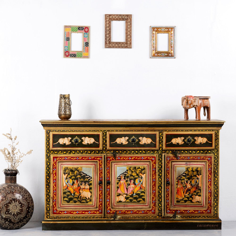 Shri Wooden Sideboard for Storage (Handpainted)