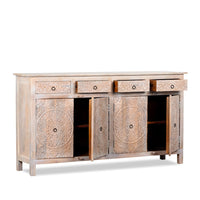 Rakina Wooden Carved Storage Sideboard ( Natural Distress)