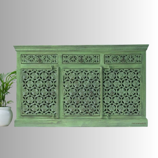 Kenta Wooden Sideboard for Storage (Green Distress)