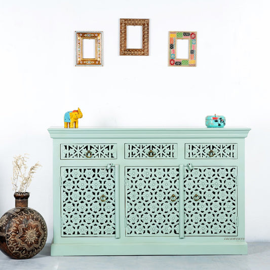 Kenta Wooden Sideboard for Storage (Light Green)