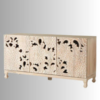 Lotus Sideboard Cabinet for Storage (Natural White Combination)