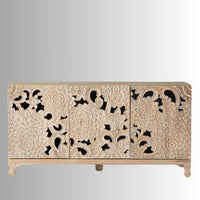 Lotus Sideboard Cabinet for Storage (Natural White Combination)