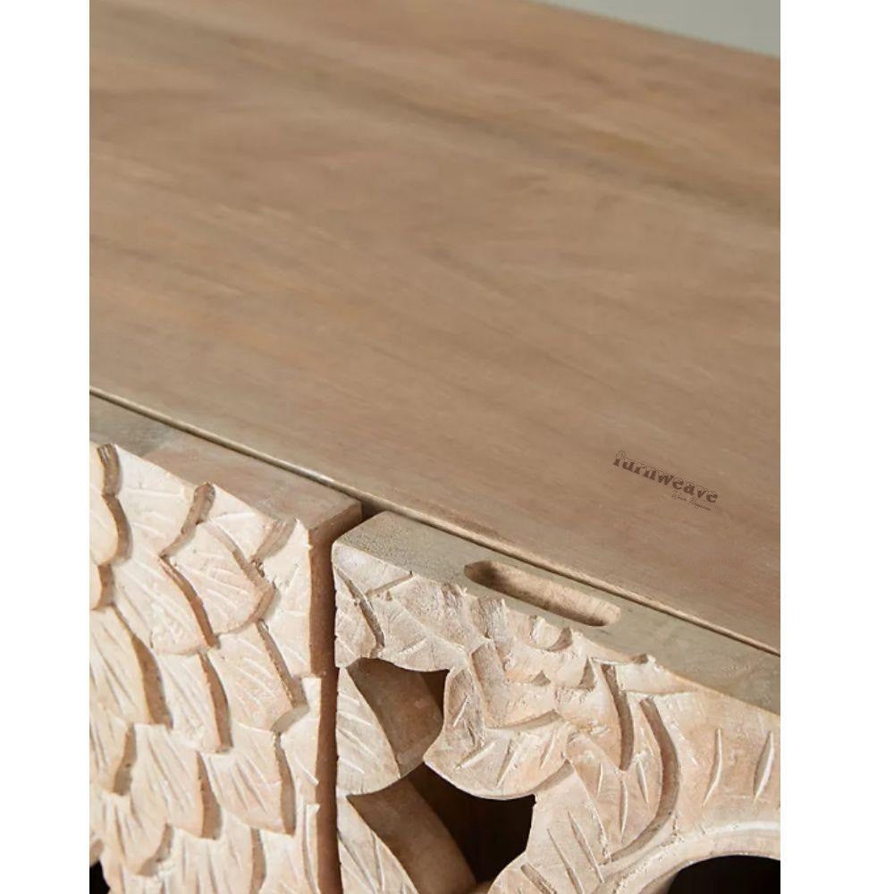 Lotus Sideboard Cabinet for Storage (Natural White Combination)