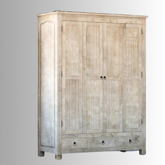 Temo Wooden Antique Finish Wardrobe | modern wooden wardrobe | Furnweave