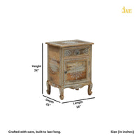 Jagva Wooden Handpainted Side Table (Natural)