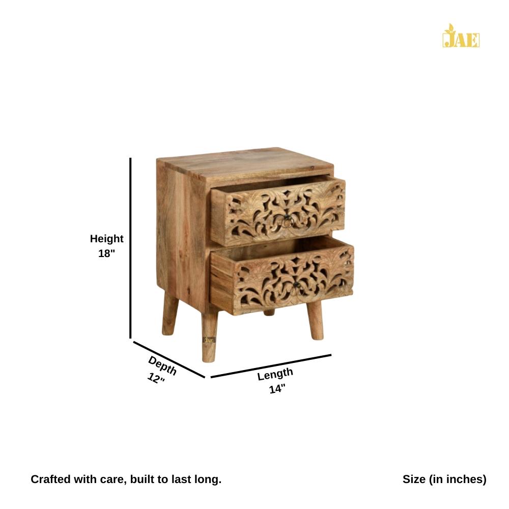 Gazin Wooden Carved Side Table (Natural)