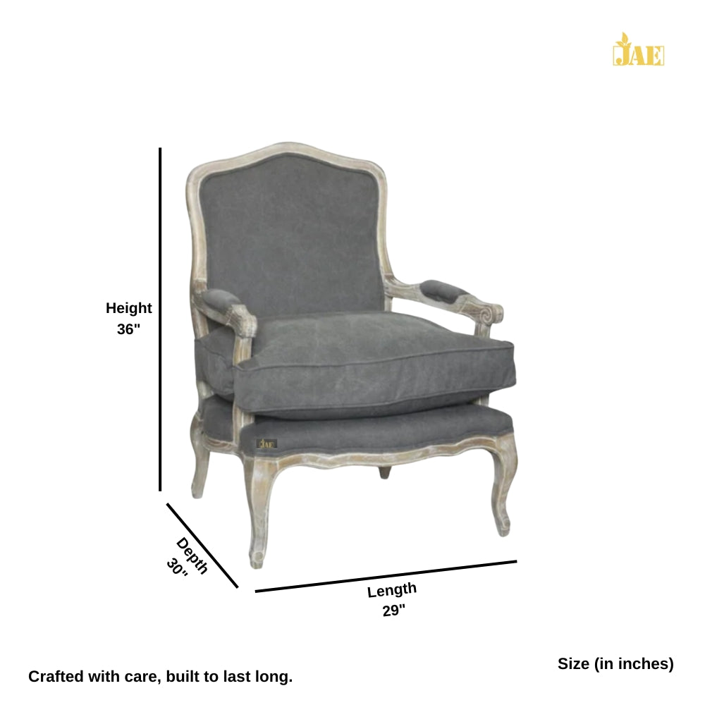 Sukre Wooden Designer Arm Chair (Dark Grey)