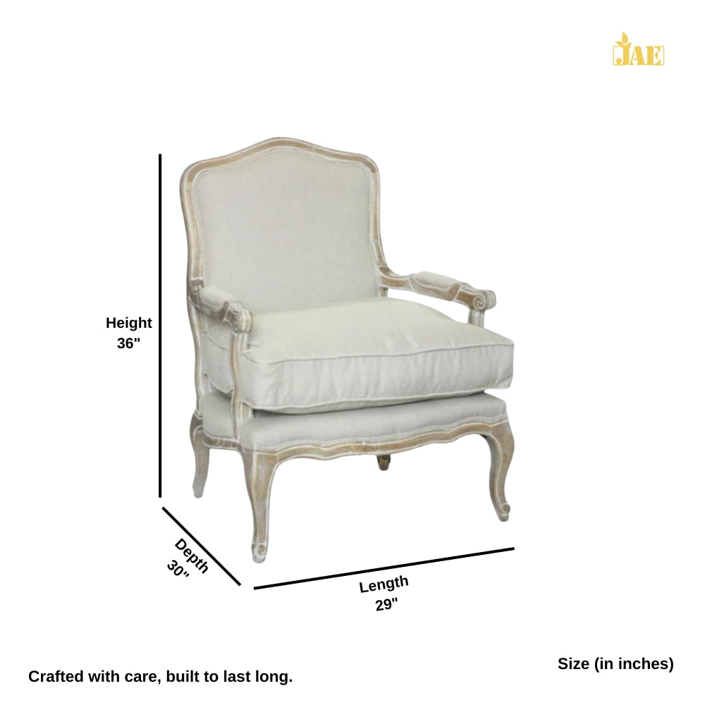 Sukre Wooden Designer Arm Chair (White Distress)