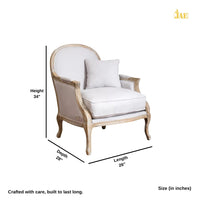 Wifae Wooden Upholstered Designer Arm Chair (White)