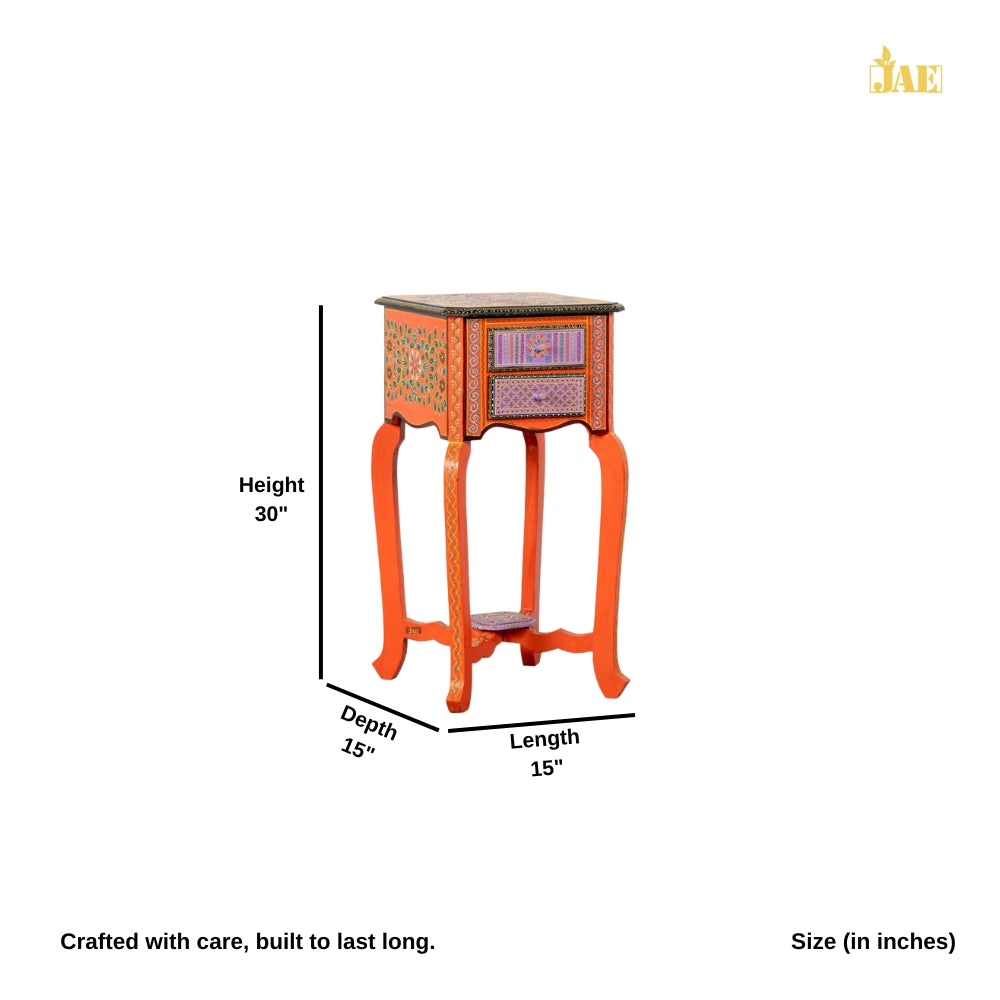 Viyom Wooden Handpainted Side Table