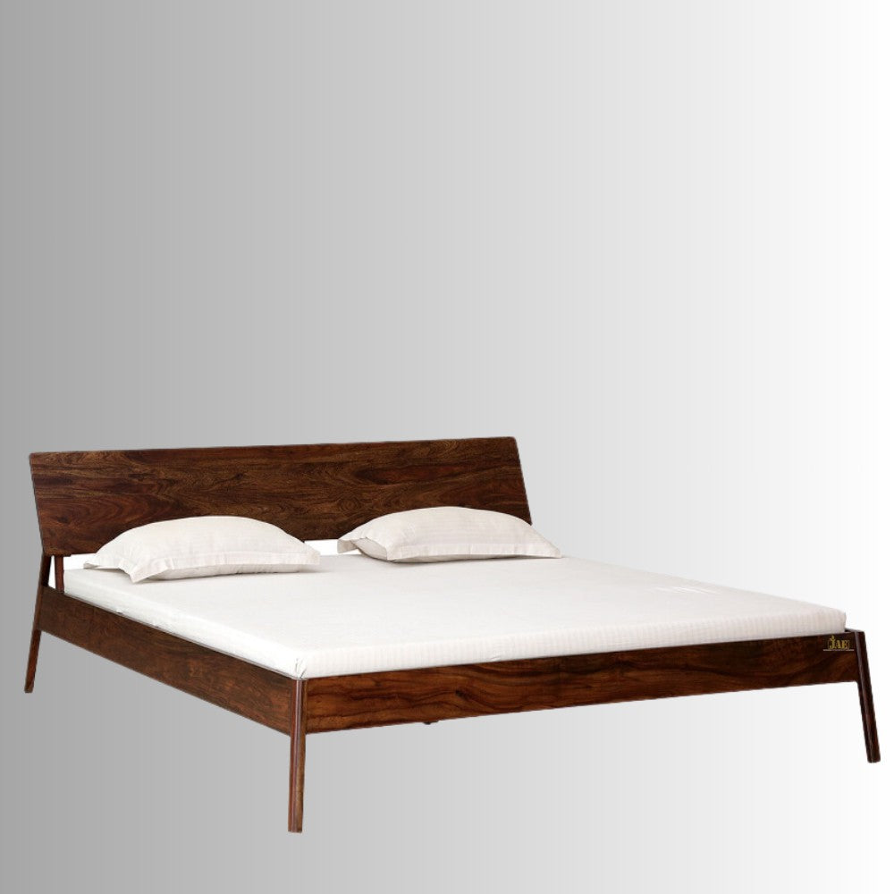 Teni Solid Wood bed Without Storage (Brown) | Buy Solid Wood Double Bed Online in India | Buy Wooden Double Beds Online in India | Solid Wood Furniture | Furnweave