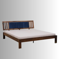 Kefia Wooden upholstered Bed without Storage (Light Walnut) | Buy Sheesham Wood Double Beds Online in India | Buy Wooden Double Beds Online in India | Solid Wood Furniture Online | Furnweave