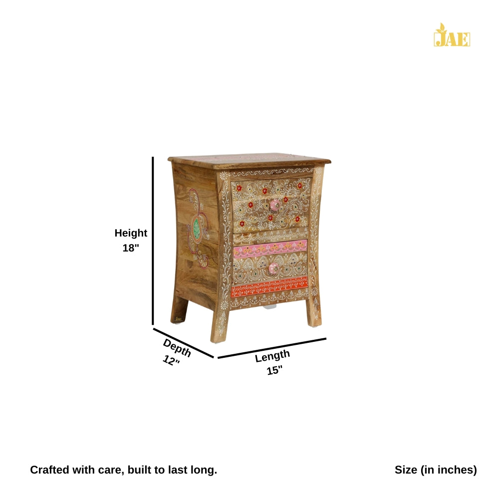 Lise Wooden Handpainted Side Table