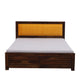 Cetia Solid Wood Bed (Orange Upholstery) | Buy Wooden Upholstered Bed Online in India | Buy Wooden Double Beds Online | Solid Wood Furniture | Furnweave