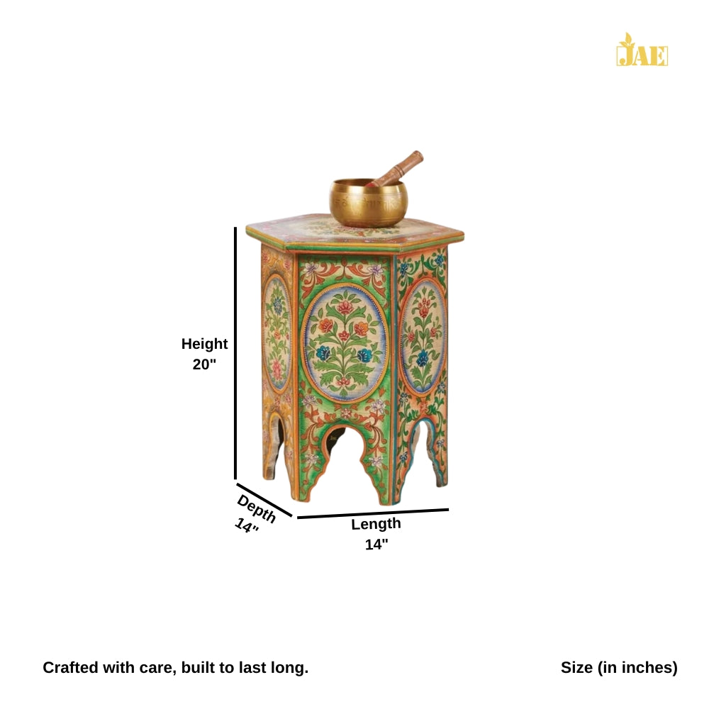 Sama Wooden Handpainted Side Table