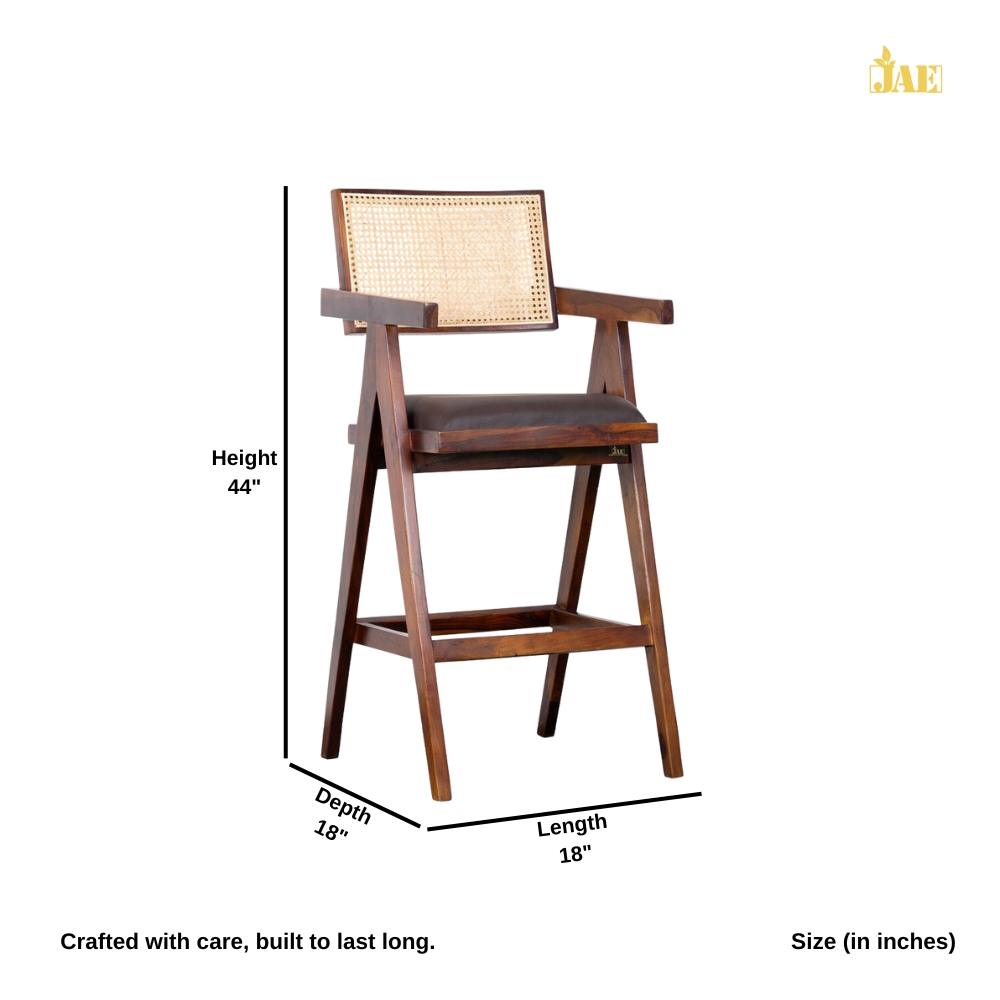 Chandigarh Wooden Rattan Bar Chair (Teak)