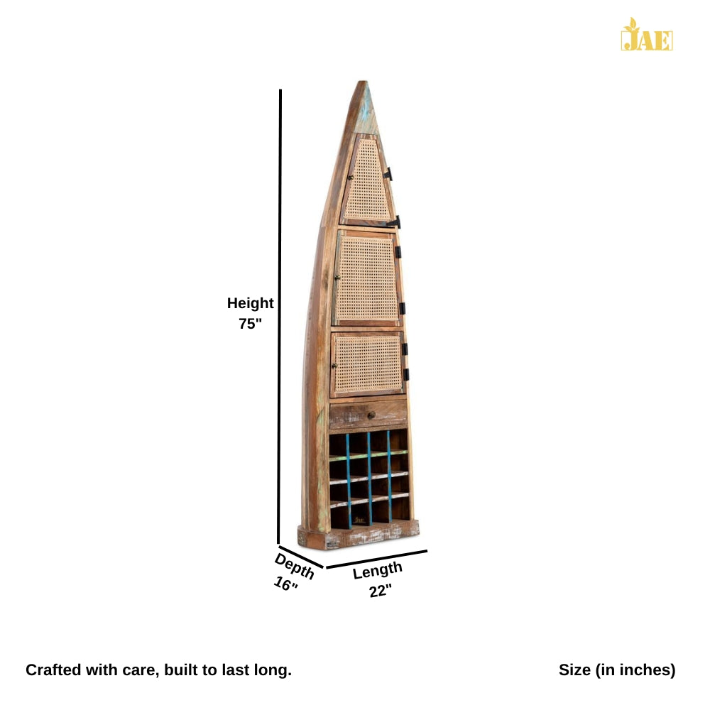 Boat Rattan Reclaimed Finish Bar Unit (Rustic)