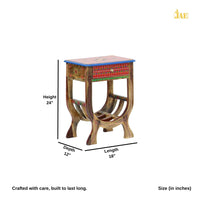 Avtar Wooden Handpainted Bedside Side Table