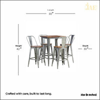 Avea Metal Bar Chair and Table Set (Grey Finish)