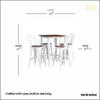 Avea Metal Bar Chair and Table Set (White Finish)