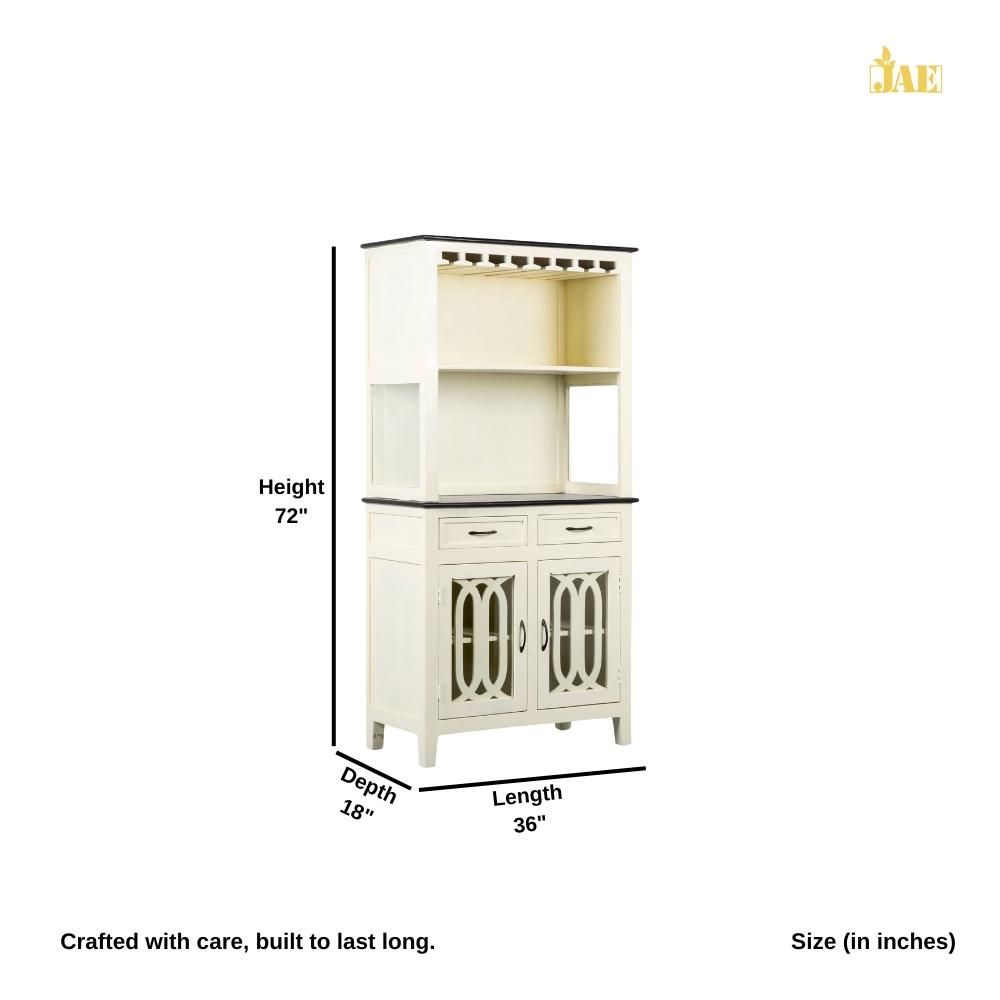 Sevin Wooden Bar Cabinet (Cream)