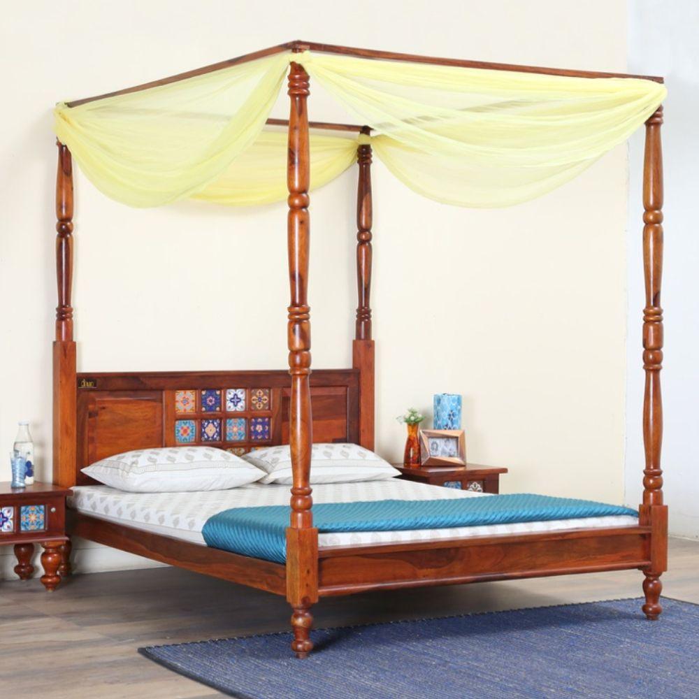 Raj Haveli Wooden Poster Bed for comfortable sleep | four poster bed | Furnweave