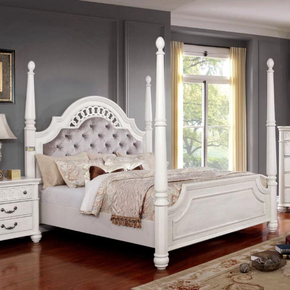 Swiri Wooden Poster Upholstered Bed | best poster beds online | 4 poster beds | Furnweave