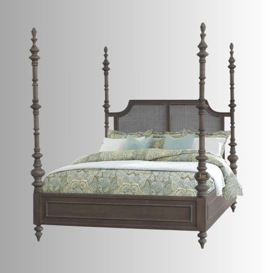 Utsav Rattan Poster Traditional Bed (Brown) | luxurious poster bed for bedroom | Furnweave