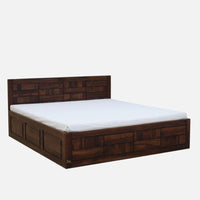 Rehan Wooden Solid Wood Box Storage Bed | wooden king size bed online | Furnweave