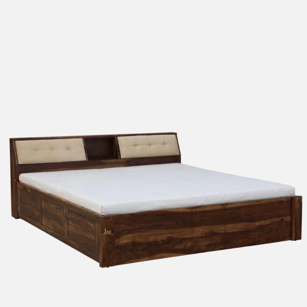 Ditar Solid Wood Essential Bed with Storage | comfortable wooden king size bed | Furnweave