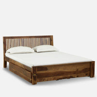 Teris Wooden Storage Bed With Drawers | wooden king size bed | Furnweave