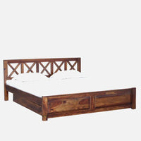 Alvea Wooden Storage Bed with Drawers | comfortable wooden king size bed online | Furnweave