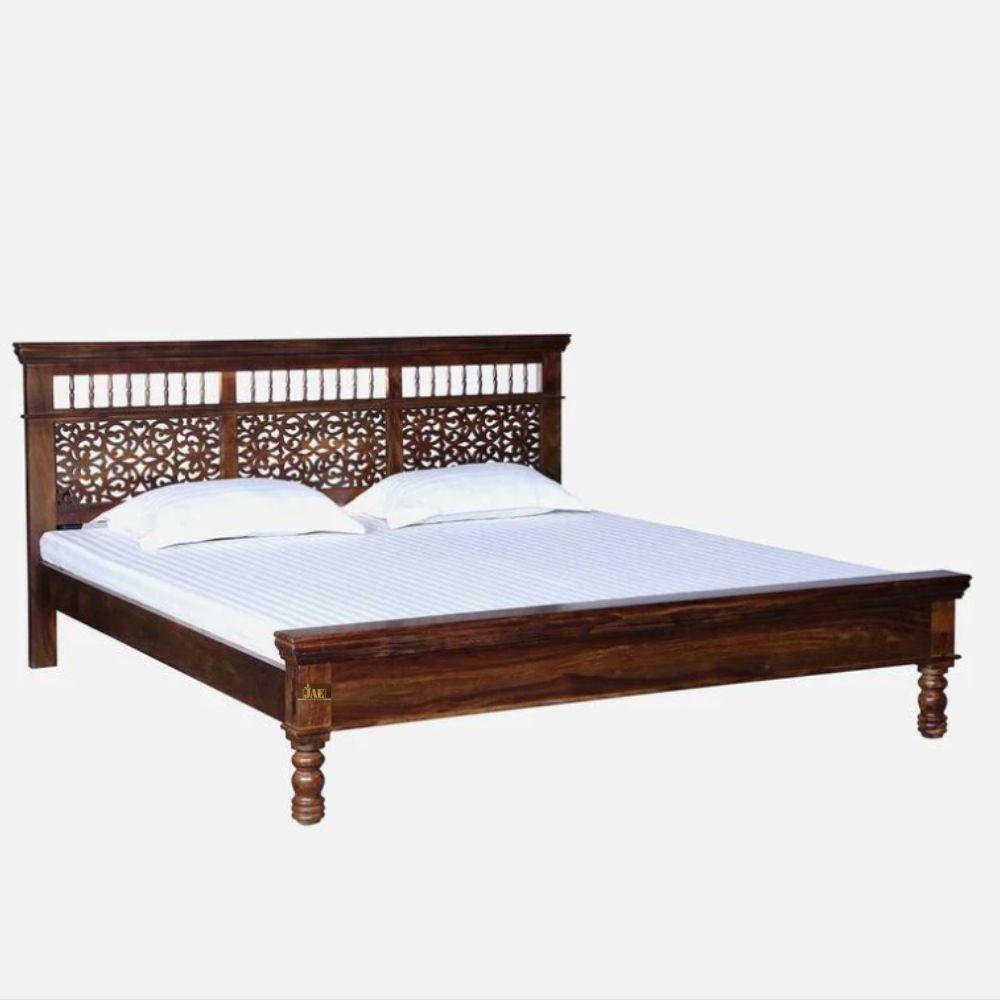 Tuna Wooden Bed Without Storage | wooden king size bed online | Furnweave