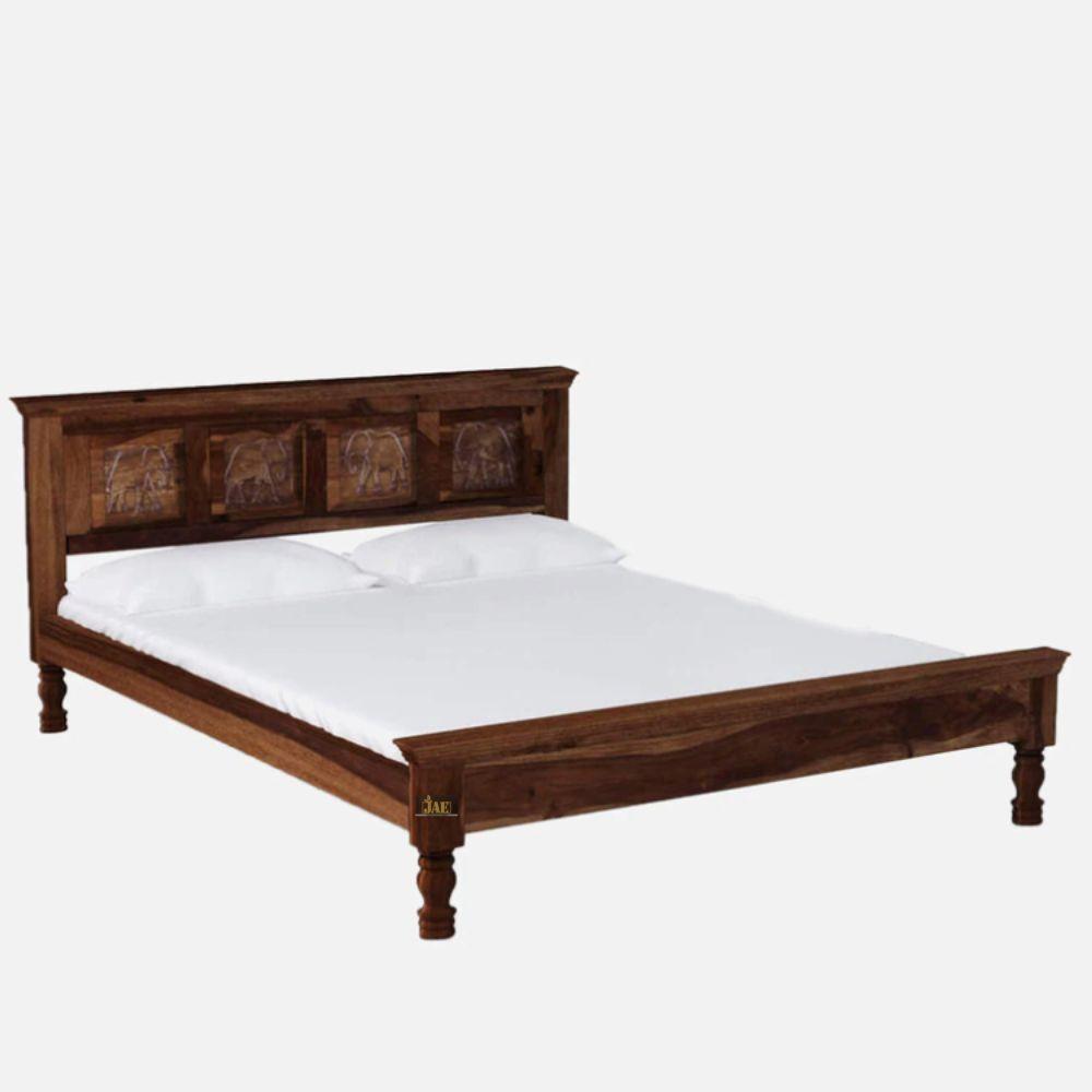 Meski Wooden Bed Without Storage | wooden king size bed | Furnweave