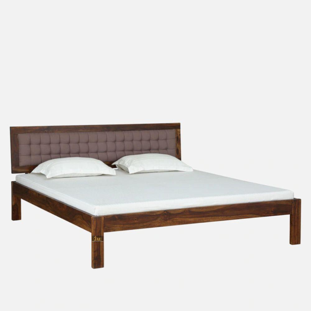 Sinva Wooden Upholstered Bed Online | wooden king size bed | Furnweave