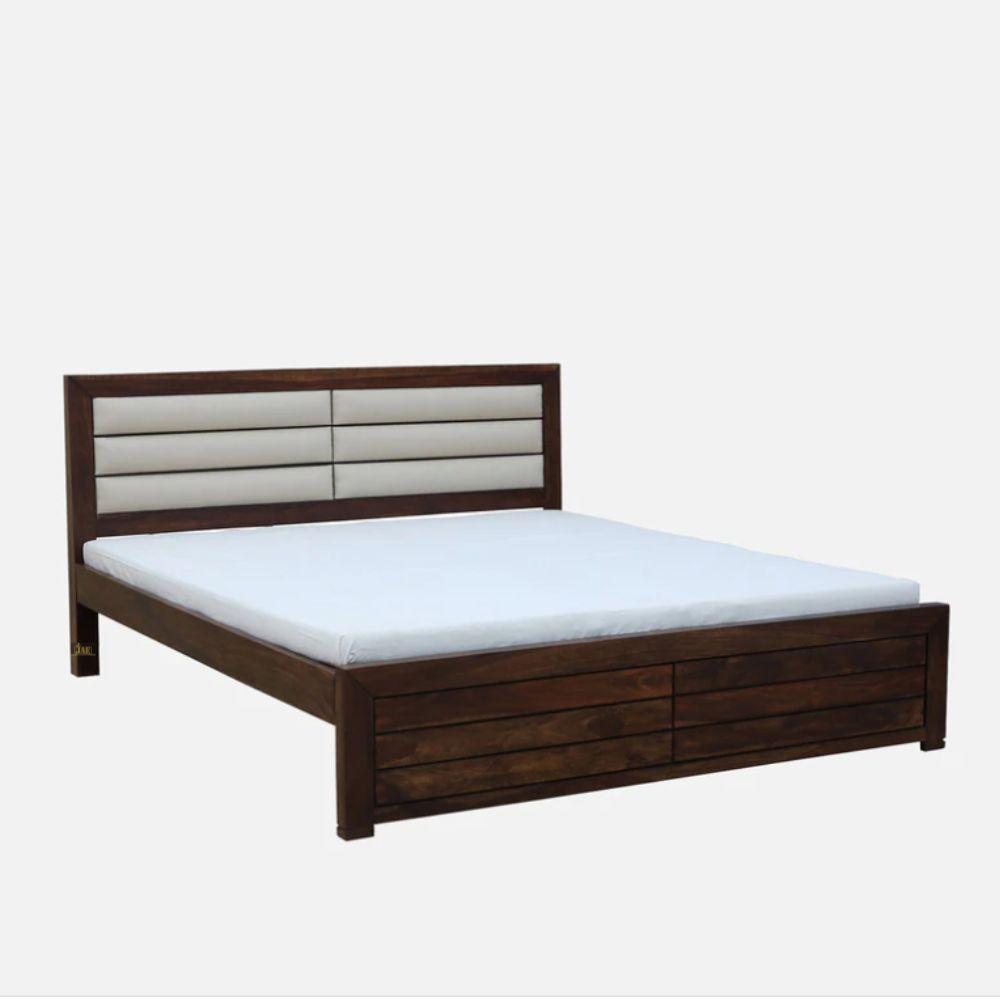 Tema Wooden Upholstered Bed | wooden king size bed | Furnweave