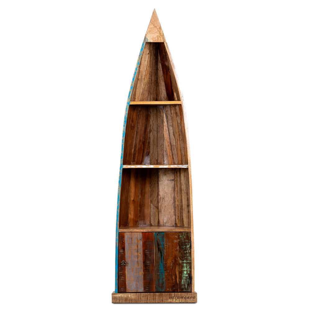 Boat Wooden Distress Book Shelf with Door (Rustic)