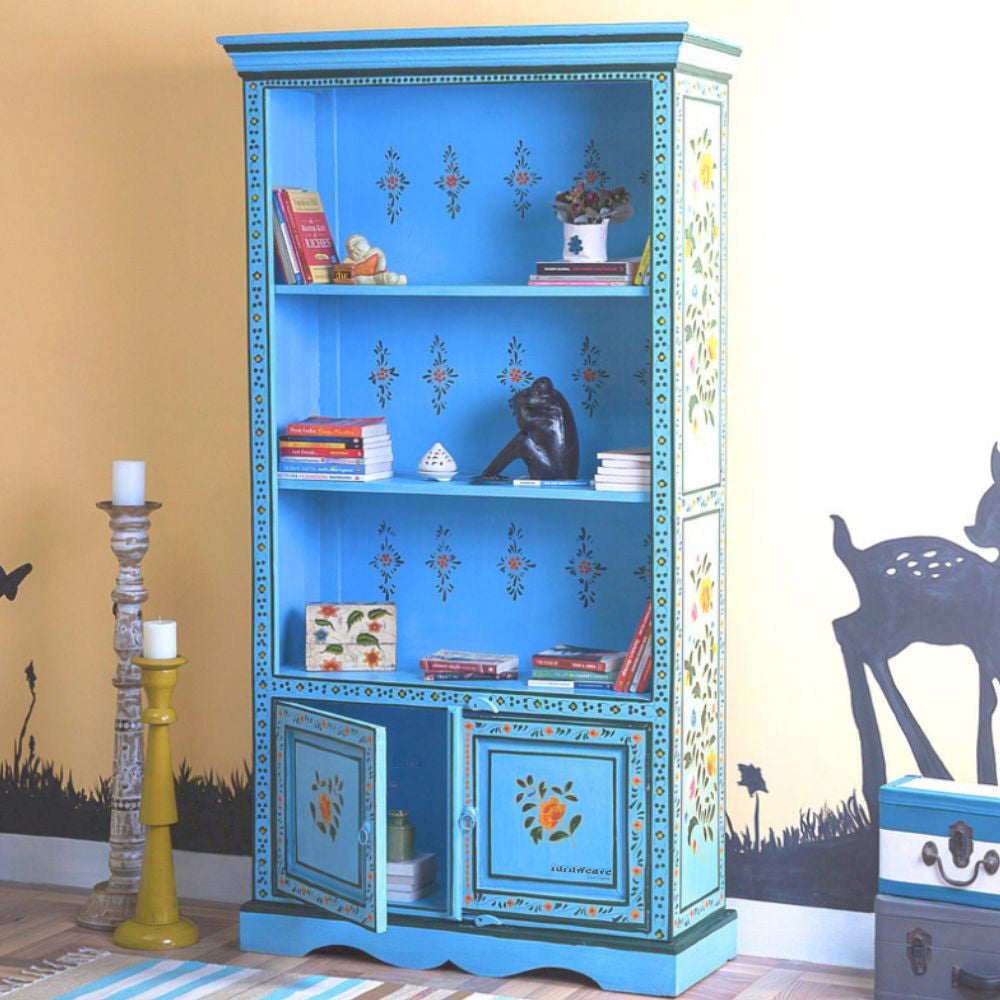 Shimoy Wooden Handpainted Book Shelf (Blue)