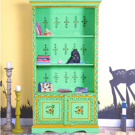 Shimoy Wooden Handpainted Book Shelf (Green)