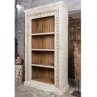 Utiva Wooden Carved Book Shelf Display Unit (White Antique)