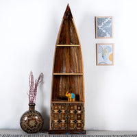 Boat Wooden Distress Book Shelf with fittings (Rustic)