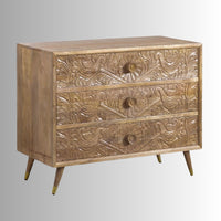 Fulera Wooden Carved Chest of Drawers (Natural)