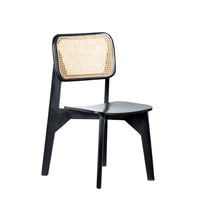 Tara Solid Wood Rattan Chair (Black)