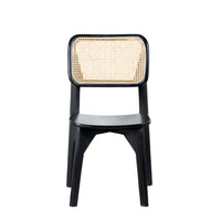 Tara Solid Wood Rattan Chair (Black)