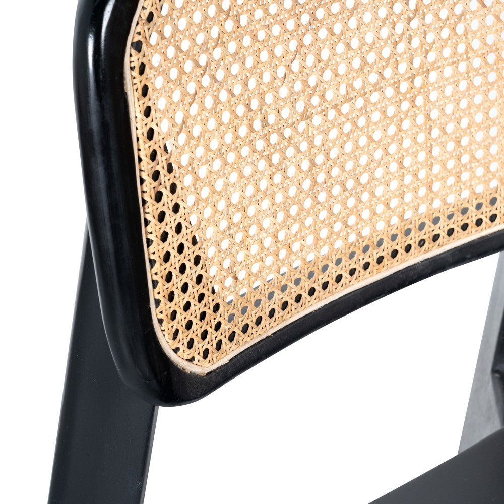 Tara Solid Wood Rattan Chair (Black)