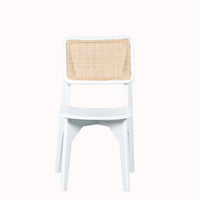 Tara Solid Wood Rattan Chair (White)